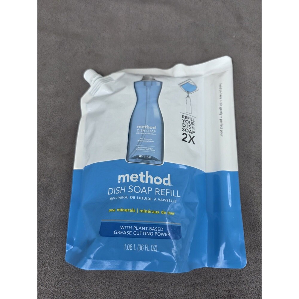 Method~Dish Soap Refill~Sea Minerals W/ Plant Based Grease Cutting Power ~36 Oz